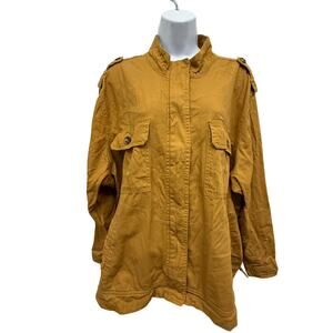 Maurices Mustard Yellow Cotton Full Zip Jacket Women's Plus SZ 4 28/30 moto